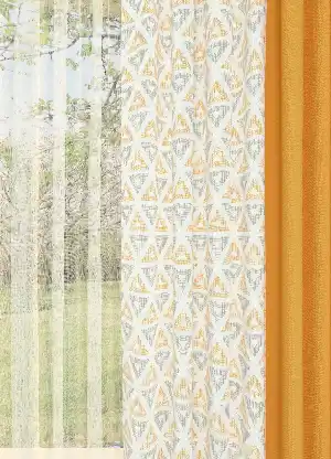 Dökümlü Kumaştan Kombinli Geniş En Modern Desenli Fon Perde 1. Kalite